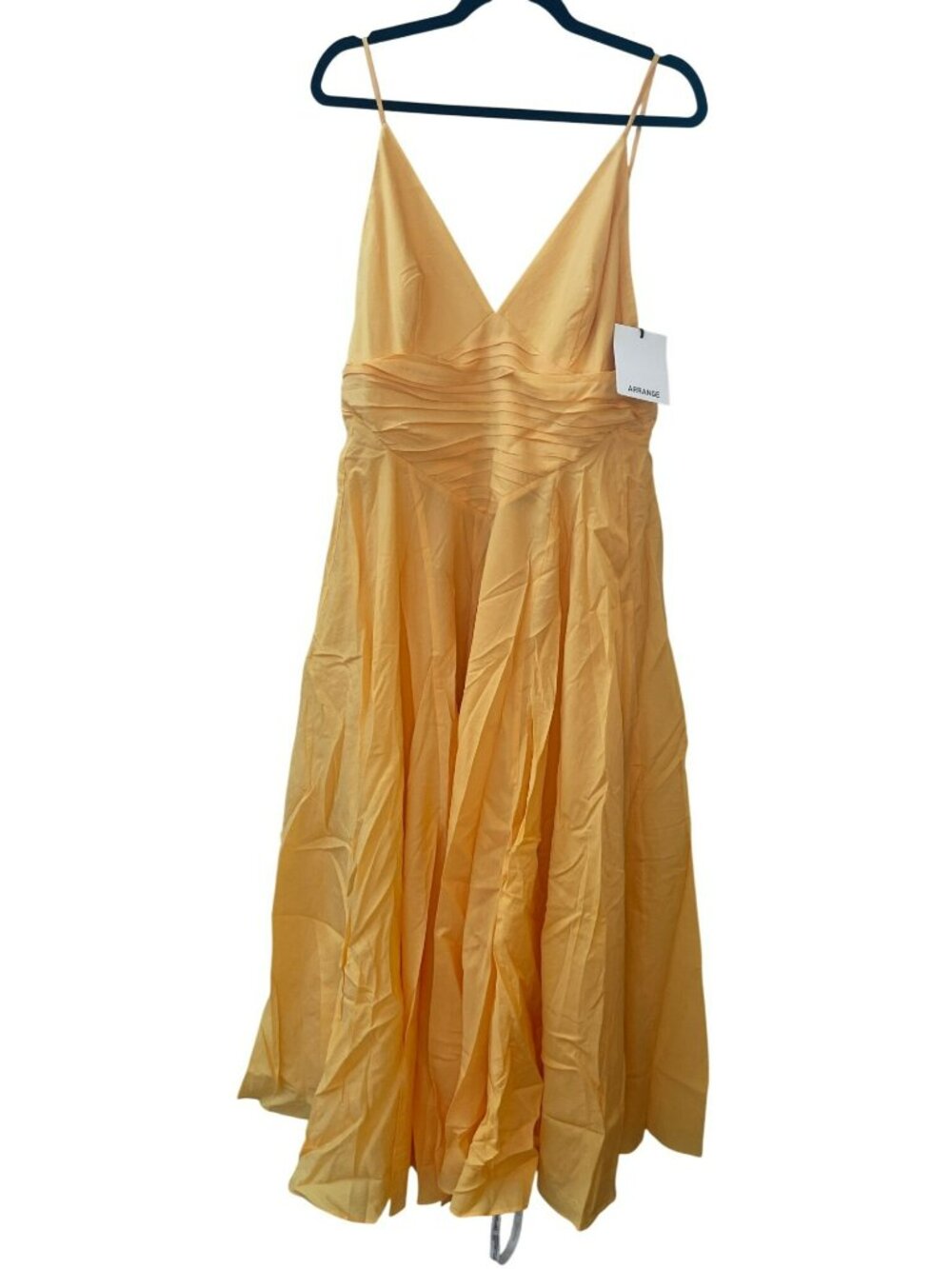 Sunshine Yellow Midi V-Neck Spaghetti-Strap Dress
